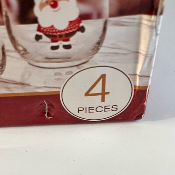 Set of 4 Christmas Glass Tumblers - Snowman Design, Gold Rim - Picture 12 of 12